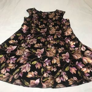 Avenue Metallic Gold and Purple Floral and Leaves Keyhole Fit and Flare Dress